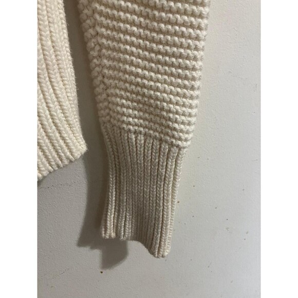 Talbots Womens Sweater Faux Wrap Shawl Collar Chunky Knit Pullover  Ivory Size M - Picture 4 of 11